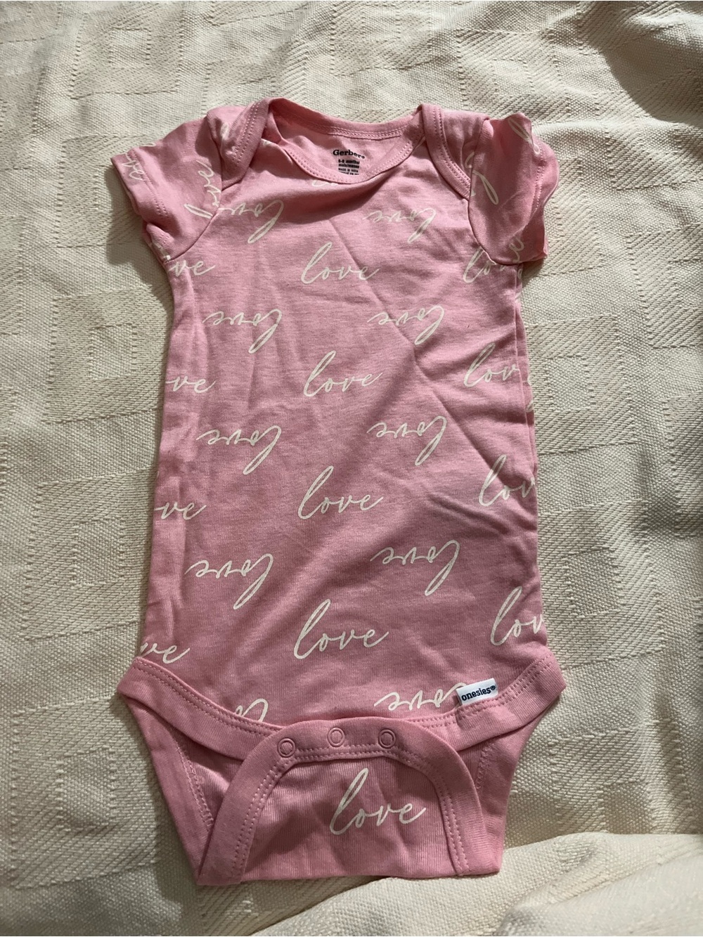 Gerber Pink 'Love' Script Short-Sleeve Bodysuit